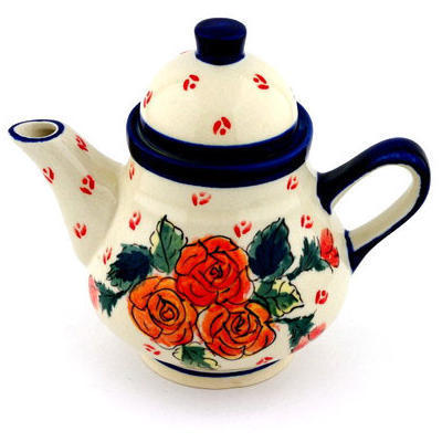 Polish Pottery Tea or Coffee Pot 17 oz Polish Roses