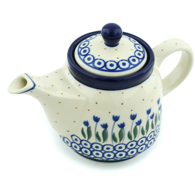 Polish Pottery Tea or Coffee Pot 17 oz Water Tulip