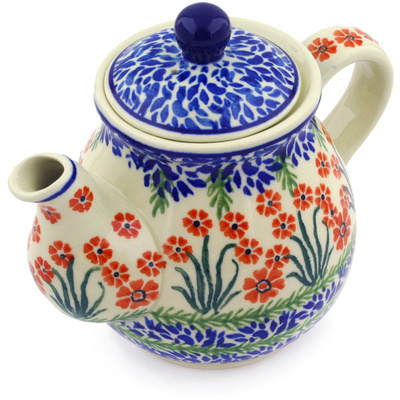 Polish Pottery Tea or Coffee Pot 20 oz April Showers