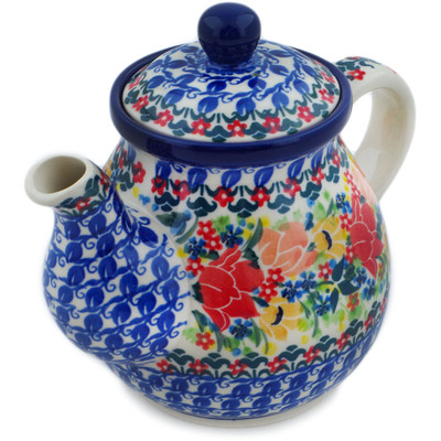 Polish Pottery Tea or Coffee Pot 20 oz Lovely Surprise UNIKAT
