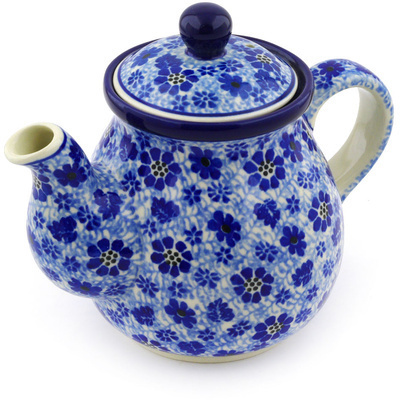 Polish Pottery Tea or Coffee Pot 20 oz Misty Dragonfly