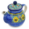 Polish Pottery Tea or Coffee Pot 20 oz Pansies Field UNIKAT