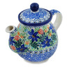 Polish Pottery Tea or Coffee Pot 20 oz Sapphire Lilies UNIKAT