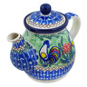 Polish Pottery Tea or Coffee Pot 20 oz Summer Rooster UNIKAT