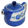 Polish Pottery Tea or Coffee Pot 21 oz Blue Poppies