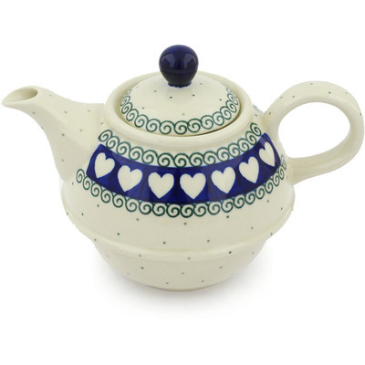 Polish Pottery Tea or Coffee Pot 22 oz Light Hearted