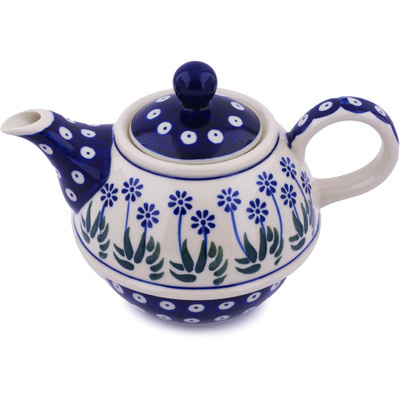 Polish Pottery Tea or Coffee Pot 22 oz Springing Calendulas