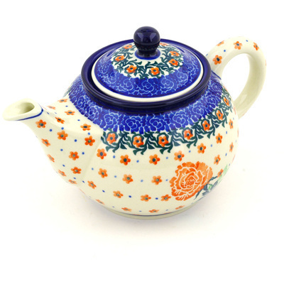 Polish Pottery Tea or Coffee Pot 3&frac12; cups Blossoming Brilliance