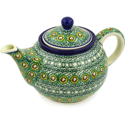 Polish Pottery Tea or Coffee Pot 3&frac12; cups Persian Bloom UNIKAT