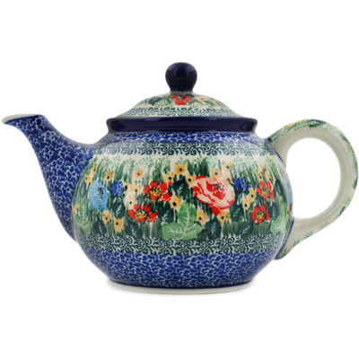 Polish Pottery Tea or Coffee Pot 3&frac12; cups Splendid Meadow UNIKAT