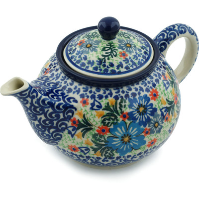 Polish Pottery Tea or Coffee Pot 3&frac12; cups Spring Essence UNIKAT