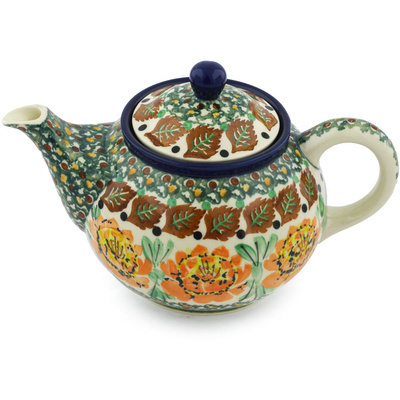 Polish Pottery Tea or Coffee Pot 3&frac12; cups Sunny Days UNIKAT