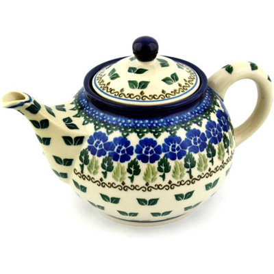 Polish Pottery Tea or Coffee Pot 3&frac12; cups Wondering Leaves