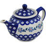 Polish Pottery Tea or Coffee Pot 33 oz Peacock Forget-me-not