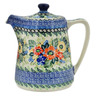 Polish Pottery Tea or Coffee Pot 37 oz Iris Meadow UNIKAT