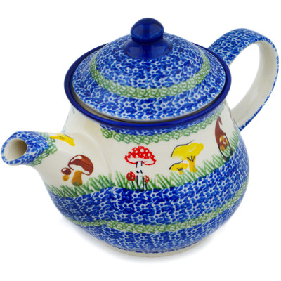 Polish Pottery Tea or Coffee Pot 38 oz Mushroom Garden