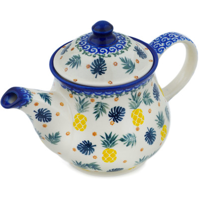 Polish Pottery Tea or Coffee Pot 38 oz Pineapple Parade
