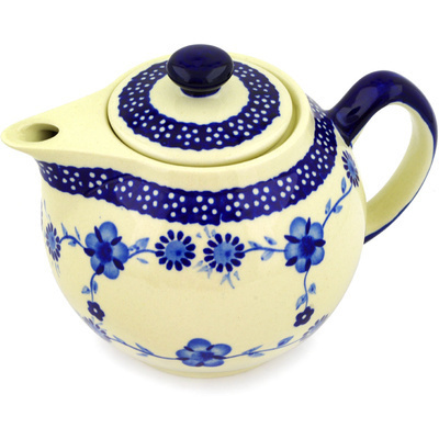Polish Pottery Tea or Coffee Pot 39 oz Delicate Poppy