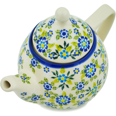 Polish Pottery Tea or Coffee Pot 39 oz Forget-me-not Field