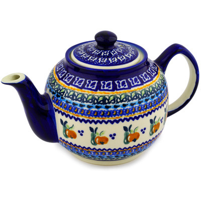 Polish Pottery Tea or Coffee Pot 4 Cup Apple Pears