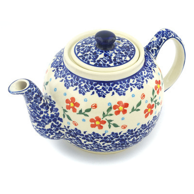 Polish Pottery Tea or Coffee Pot 4 Cup Country Garden