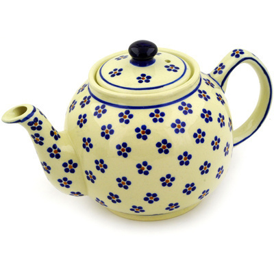 Polish Pottery Tea or Coffee Pot 4 Cup Daisy Dots