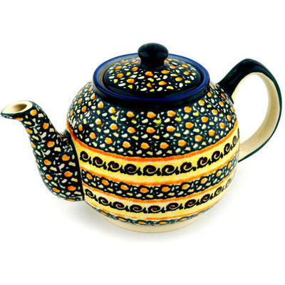 Polish Pottery Tea or Coffee Pot 4 Cup Western Sunrise