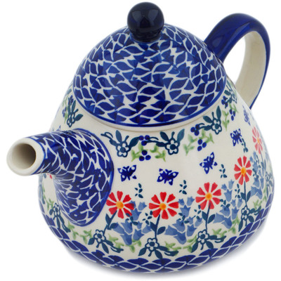 Polish Pottery Tea or Coffee Pot 41 oz Last Summer Flowers