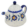 Polish Pottery Tea or Coffee Pot 41 oz Orange And Blue Flower