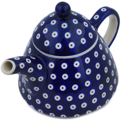 Polish Pottery Tea or Coffee Pot 41 oz Peacock Eyes