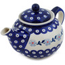 Polish Pottery Tea or Coffee Pot 41 oz Peacock Forget-me-not