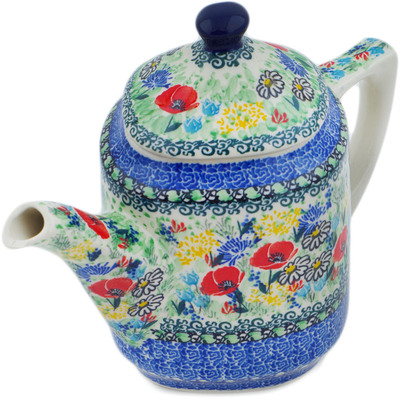Polish Pottery Tea or Coffee Pot 41 oz Polish Garden UNIKAT