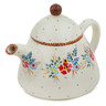 Polish Pottery Tea or Coffee Pot 41 oz Rustic Field Flowers Red