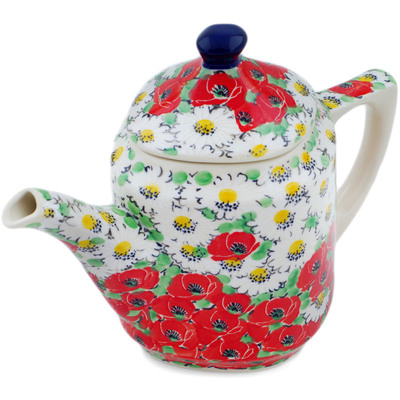 Polish Pottery Tea or Coffee Pot 41 oz Spring Blossom Harmony UNIKAT