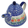 Polish Pottery Tea or Coffee Pot 41 oz Wave Of Flowers