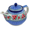 Polish Pottery Tea or Coffee Pot 43 oz Red Pansy