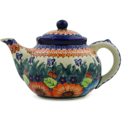Polish Pottery Tea or Coffee Pot 47 oz Butterfly Splendor