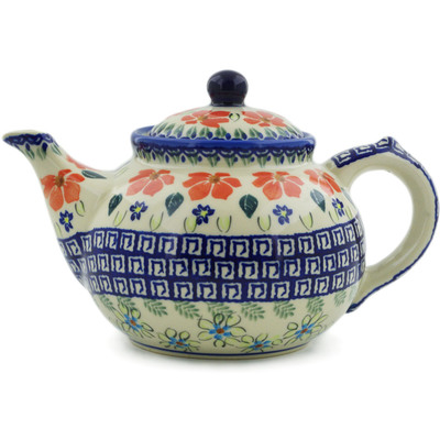 Polish Pottery Tea or Coffee Pot 47 oz Grecian Fields