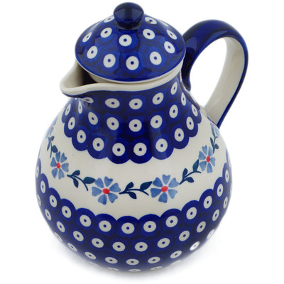 Polish Pottery Tea or Coffee Pot 47 oz Peacock Forget-me-not