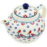 Polish Pottery Tea or Coffee Pot 47 oz Winter Bullfinch