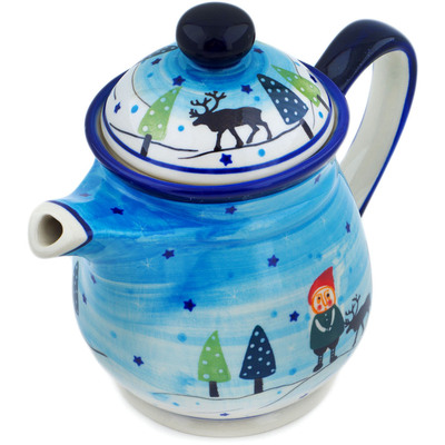 Polish Pottery Tea or Coffee Pot 48 oz North Pole UNIKAT