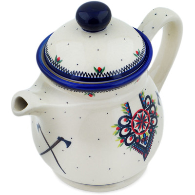 Polish Pottery Tea or Coffee Pot 48 oz Parzenica UNIKAT