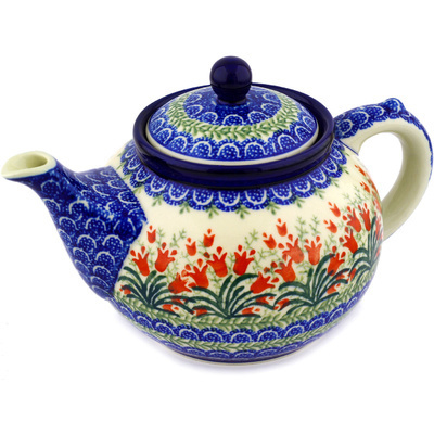 Polish Pottery Tea or Coffee Pot 5 cups Crimson Bells