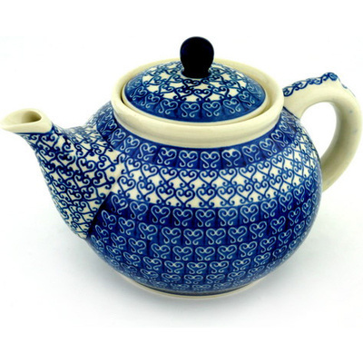 Polish Pottery Tea or Coffee Pot 5 cups Lovely Heart