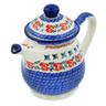 Polish Pottery Tea or Coffee Pot 5 cups Red Cornflower