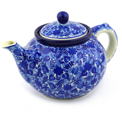 Polish Pottery Tea or Coffee Pot 5 cups Sapphire Garden