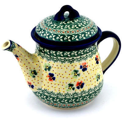 Polish Pottery Tea or Coffee Pot 52 oz Fantasia UNIKAT