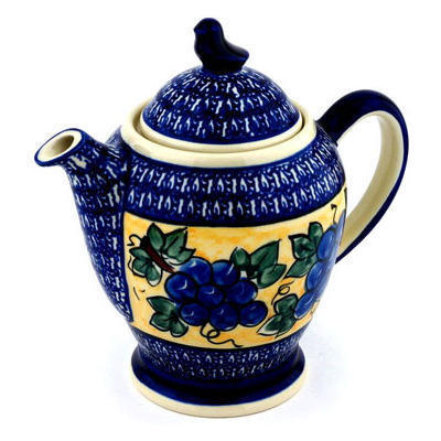 Polish Pottery Tea or Coffee Pot 52 oz Tuscan Grapes