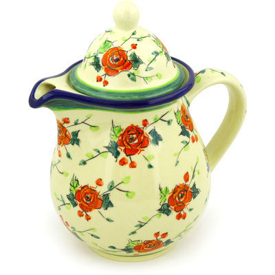 Polish Pottery Tea or Coffee Pot 57 oz Polish Roses UNIKAT