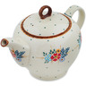 Polish Pottery Tea or Coffee Pot 59 oz Rustic Field Flowers Red